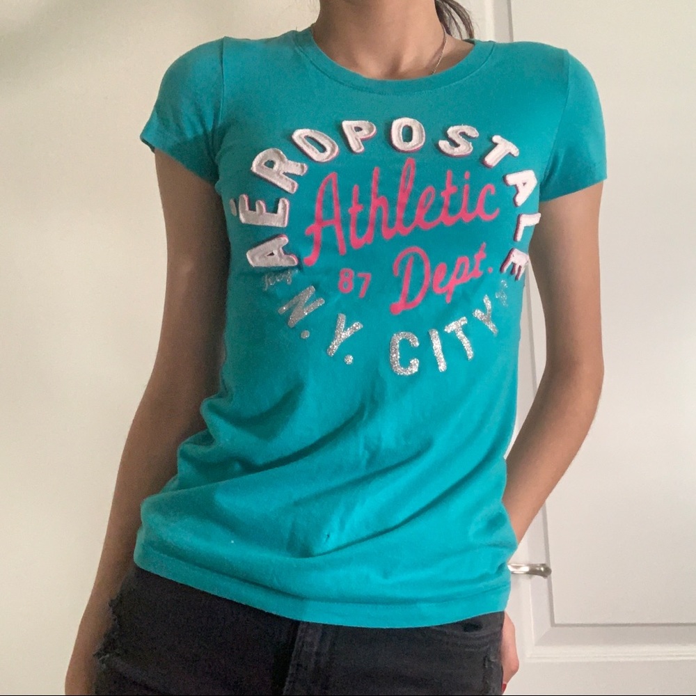 Blue XS Aeropostale Fitted Tee Shirt